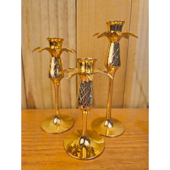 Vintage Brass Pineapple Candle Holders - Picture 4 of 11